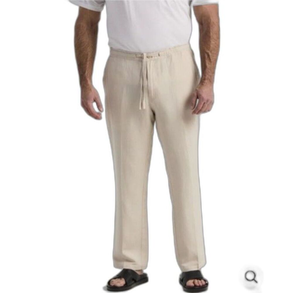 Cubavera Men's NWOT Light Tan Linen Blend Relaxed Drawstring Pants Size 3XB